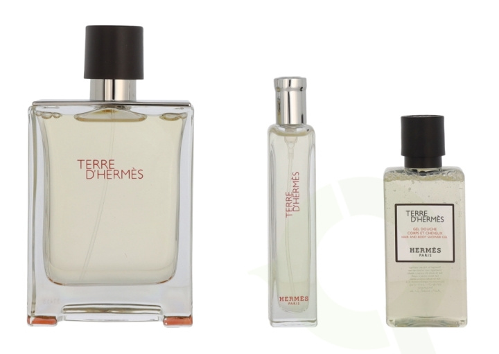 Hermes Terre D\'Hermes Giftset 155 ml Edt Spray 100ml/Edt Spray 15ml/Shower Gel 40ml in the group BEAUTY & HEALTH / Gift sets / Gift sets for him at TP E-commerce Nordic AB (C95006)