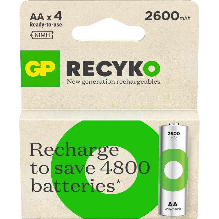 GP Battery Recyko NiMH AA HR6 2600mAh 4-Pack in the group HOME ELECTRONICS / Batteries & Chargers / Rechargable batteries / AA at TP E-commerce Nordic AB (C95420)