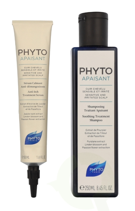 Phyto Phytoapaisant Treatment Kit 300 ml Soothing Shampoo 250ml/Soothing Serum 50ml in the group BEAUTY & HEALTH / Hair & Styling / Hair care / Schampoo at TP E-commerce Nordic AB (C95777)