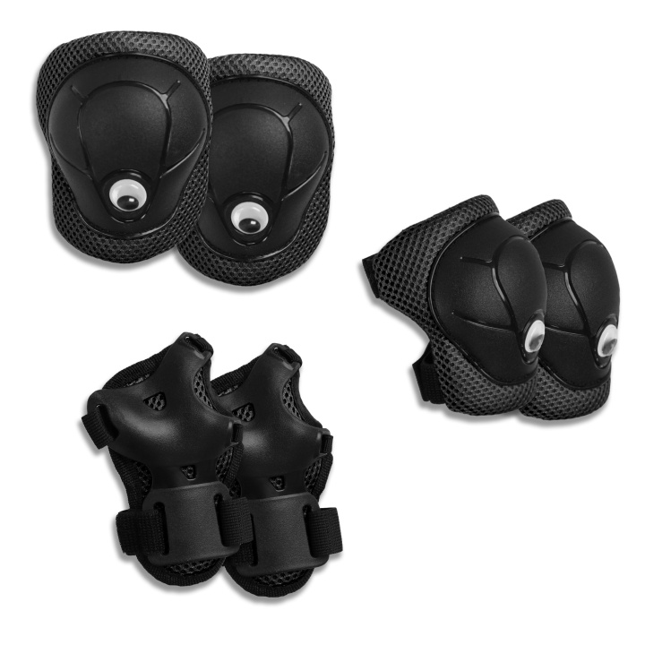 Crazy Safety Black safety gear set for kids: knee pads, wrist guards & elbow pads (220105-10) in the group Sport, leisure & Hobby / Sports equipment / Bicycle accessories / Other bike accessories at TP E-commerce Nordic AB (C98012)