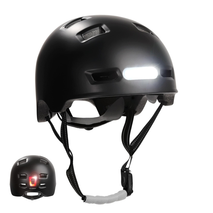 Crazy Safety Urban bicycle and skater helmet with front and rear lights - Black - M (54-57cm) in the group Sport, leisure & Hobby / Sports equipment / Bicycle accessories / Helmets at TP E-commerce Nordic AB (C98021)