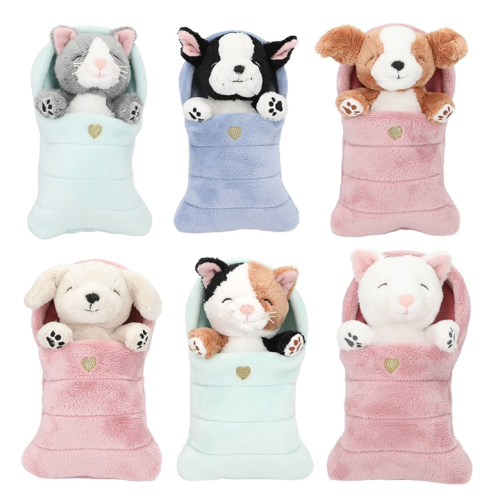 TOPModel Plush Dogs and Cats in Sleeping Bag - (412867) in the group TOYS, KIDS & BABY PRODUCTS / Baby toys / stuffed animals at TP E-commerce Nordic AB (C99526)