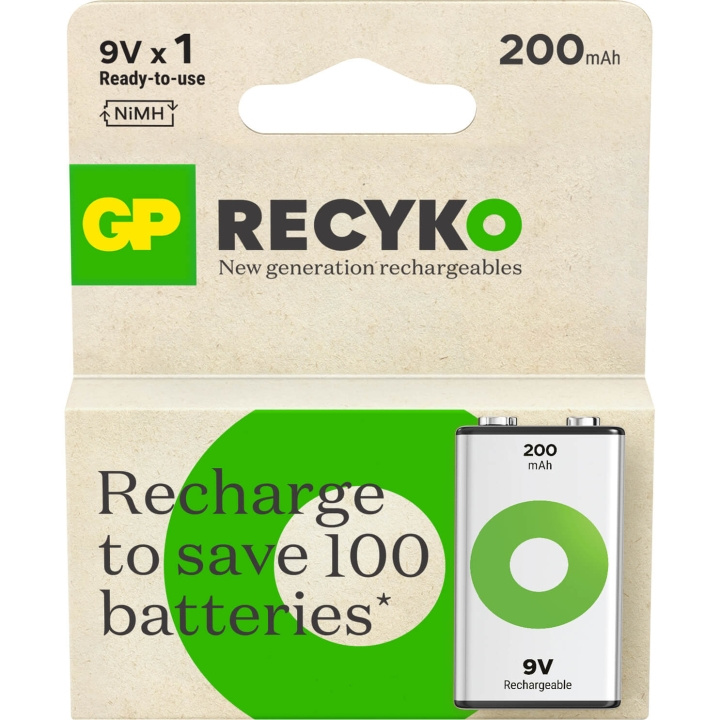 GP Battery Recyko NiMH 9V 200mAh 1-Pack in the group HOME ELECTRONICS / Batteries & Chargers / Batteries at TP E-commerce Nordic AB (C99554)