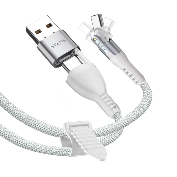 STATIK Cable PowerPivot Pro Nylon Braided USB-C To USB-C White 1m in the group COMPUTERS & PERIPHERALS / Computer cables / USB / USB-C at TP E-commerce Nordic AB (C99563)