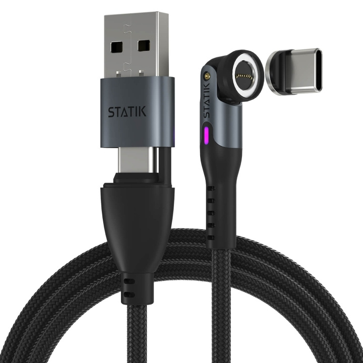 STATIK Cable 360 Pro Magnetic Tip USB-C/Lightning/MicroUSB Black 1m in the group COMPUTERS & PERIPHERALS / Computer cables / USB / USB-C at TP E-commerce Nordic AB (C99565)