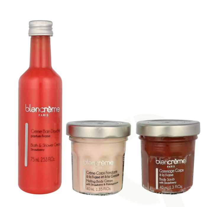 Blancreme Body Essentials Trio Set 155 ml Shower Gel 75ml/Body Scrub 40ml/Body Cream 40ml - Strawberry in the group BEAUTY & HEALTH / Gift sets / Gift sets for her at TP E-commerce Nordic AB (C99692)