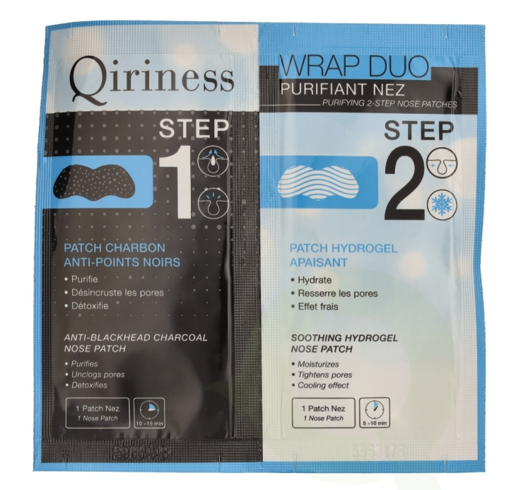 Qiriness Wrap Duo Purifying 2-Step Nose Patches 30 g 2 Patches in the group BEAUTY & HEALTH / Skin care / Face / Cleaning at TP E-commerce Nordic AB (C99785)