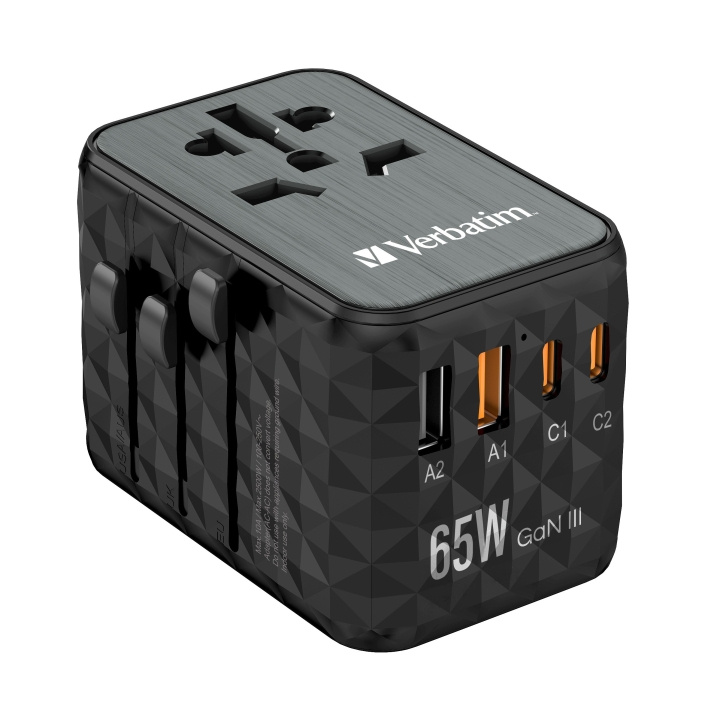 Verbatim GaN III Universal Travel Adapter UTA-05 PD65W QC 4+ in the group HOME, HOUSEHOLD & GARDEN / Electricity & Lighting / Travel adapters at TP E-commerce Nordic AB (D00531)