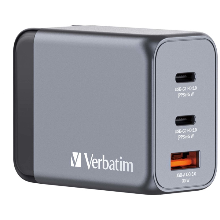 Verbatim - GNC-65 GaN Charger 3 Port 65W USB-A/USB-C in the group SMARTPHONE & TABLETS / Chargers & Cables / Wall charger / Wall charger USB-C at TP E-commerce Nordic AB (D00564)