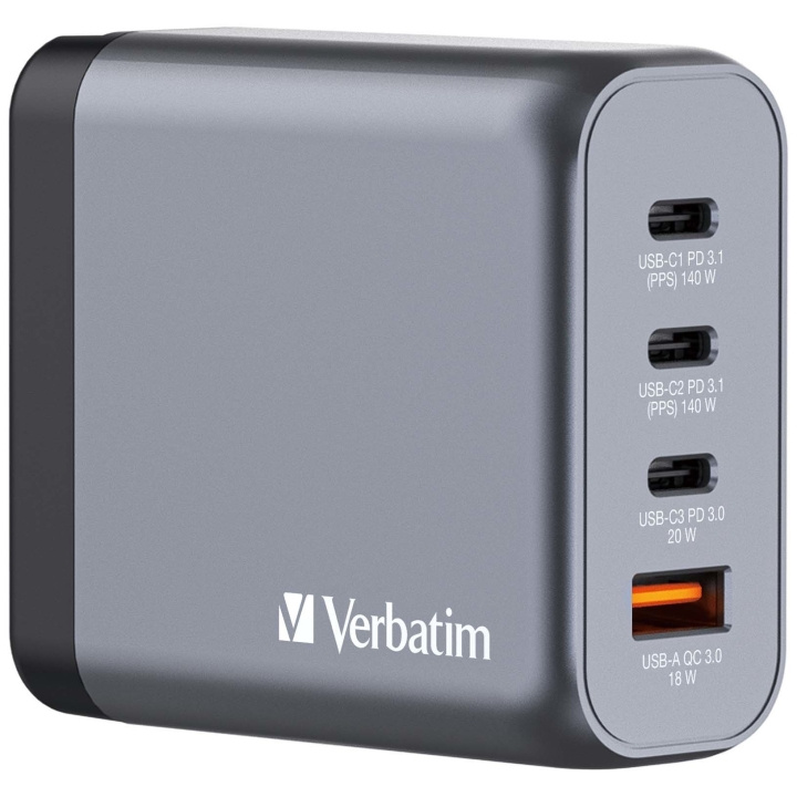 Verbatim GNC-140 GaN Charger 4 Port 140W USB-A/USB-C in the group SMARTPHONE & TABLETS / Chargers & Cables / Wall charger / Wall charger USB-C at TP E-commerce Nordic AB (D00981)