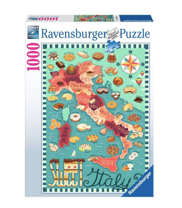 Ravensburger Puzzle Map of Italy - Sweet 1000p (12001237) in the group Sport, leisure & Hobby / Hobby / Puzzle at TP E-commerce Nordic AB (D01730)