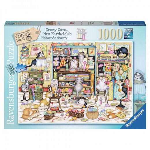 Ravensburger Puzzle - Crazy Cats Haberdashery 1000p (12001083) in the group Sport, leisure & Hobby / Hobby / Puzzle at TP E-commerce Nordic AB (D01752)