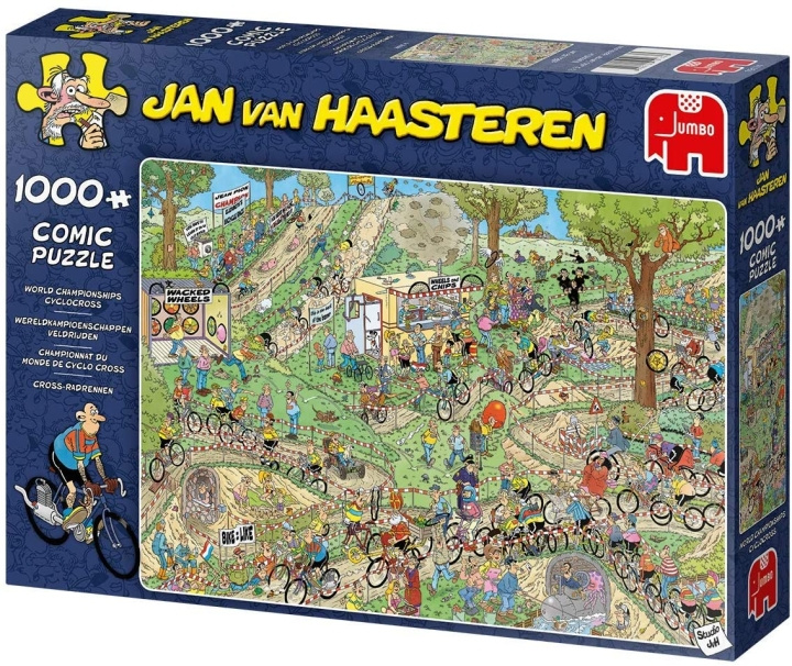 Jan van Haasteren WC Cycle Cross, 1000 Piece Puzzle (JUM9174) in the group Sport, leisure & Hobby / Hobby / Puzzle at TP E-commerce Nordic AB (D02037)