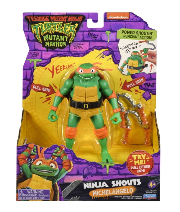 Teenage Mutant Ninja Turtles Turtles Mutant Mayhem - Power Sounds 14cm - Michelangelo in the group TOYS, KIDS & BABY PRODUCTS / Toys / Figures, Miniatures & accessories at TP E-commerce Nordic AB (D02525)