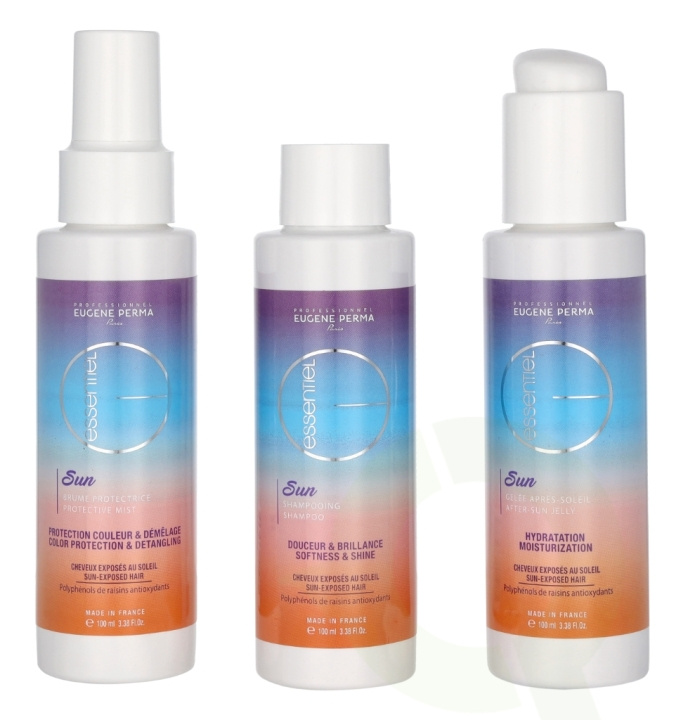 Eugene Perma Essentiel Sun Travel Set 300 ml 3x100ml - Protective Spray/After-Sun Shampoo/After-Sun Gel in the group BEAUTY & HEALTH / Skin care / Tanning / Sunscreen at TP E-commerce Nordic AB (D03154)