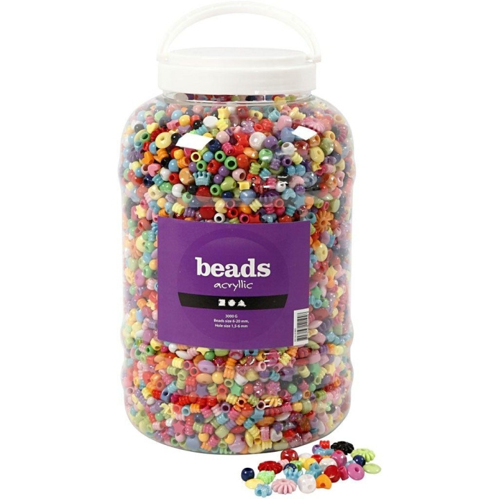 Bucket of Plastic Beads - Size 6-20 mm - Hole Size 1 - 5-6 mm - 3000 g - 5700ml - Approx. 8100 pcs (61805) in the group TOYS, KIDS & BABY PRODUCTS / Toys / Crafts at TP E-commerce Nordic AB (D04116)