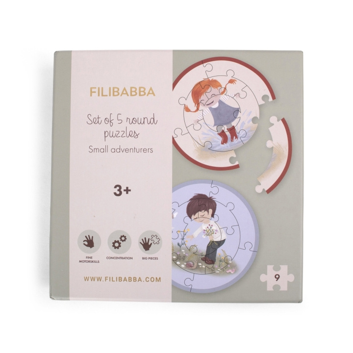 Filibabba Set of 5 round puzzles - Small adventurers - (FI-03321) in the group Sport, leisure & Hobby / Hobby / Puzzle at TP E-commerce Nordic AB (D04144)