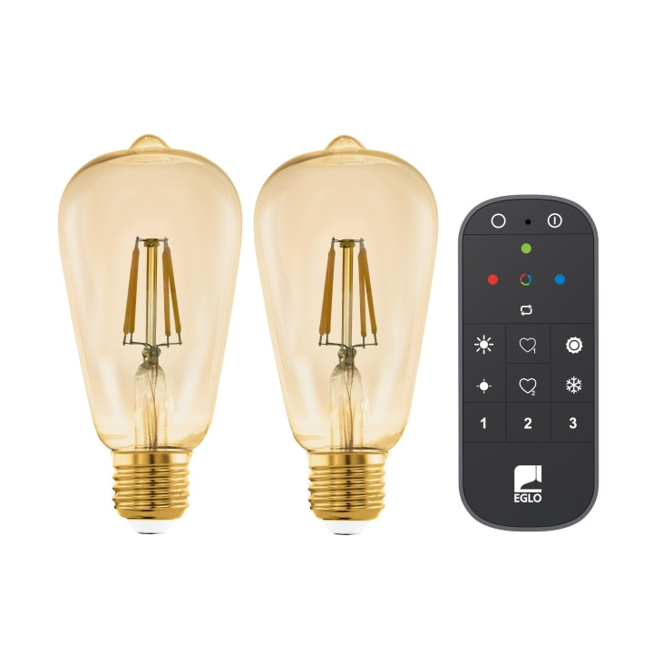 Eglo Set of 2x E27 ST64 amber, remote control - Warm white - Zigbee, Bluetooth in the group HOME, HOUSEHOLD & GARDEN / Smart home / Smart Lights at TP E-commerce Nordic AB (D04195)