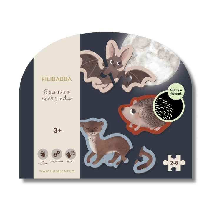 Filibabba Glow in the dark puzzle - Forest friends - (FI-03320) in the group TOYS, KIDS & BABY PRODUCTS / Toys / Kids puzzle at TP E-commerce Nordic AB (D04360)