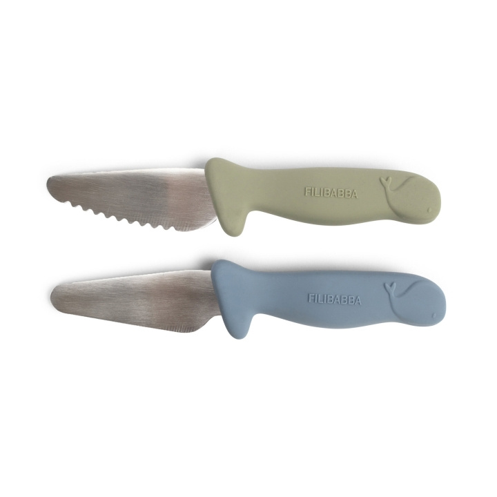 Filibabba Beginner\'s cutting knives - 2-pack - Powder Blue + Green - (FI-03337) in the group TOYS, KIDS & BABY PRODUCTS / Eat & Drink / Children\'s tableware at TP E-commerce Nordic AB (D04435)