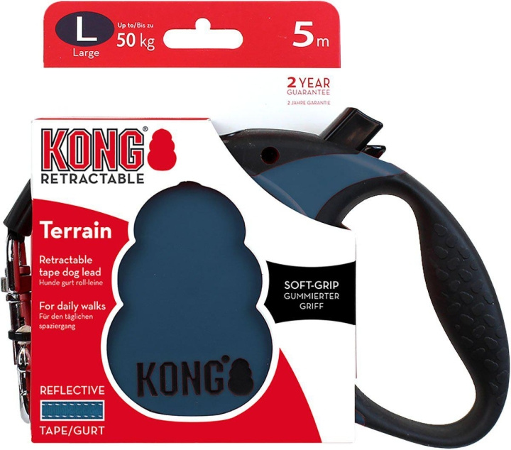 Kong Retractable leash Terrain L 5M Tape Blue Max 50Kg - (608.1116) in the group HOME, HOUSEHOLD & GARDEN / Pet Accessories / Dog at TP E-commerce Nordic AB (D04601)