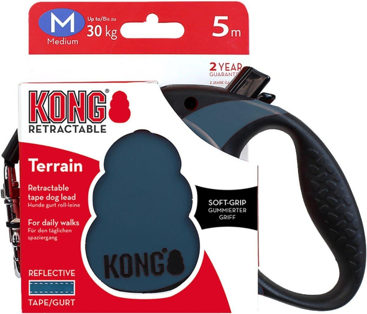 Kong Retractable leash Terrain M 5M Tape Blue Max 30Kg - (608.1114) in the group HOME, HOUSEHOLD & GARDEN / Pet Accessories / Dog at TP E-commerce Nordic AB (D04633)