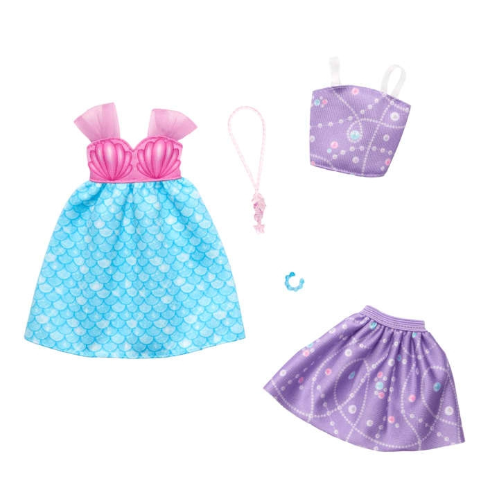 Barbie Fashion 2-Pack - Mermaid Dress, Purple Top + Skirt, Pink Seahorse Necklace, And A Blue Bracelet (HRH44) in the group TOYS, KIDS & BABY PRODUCTS / Toys / Docks & Accessories at TP E-commerce Nordic AB (D04724)