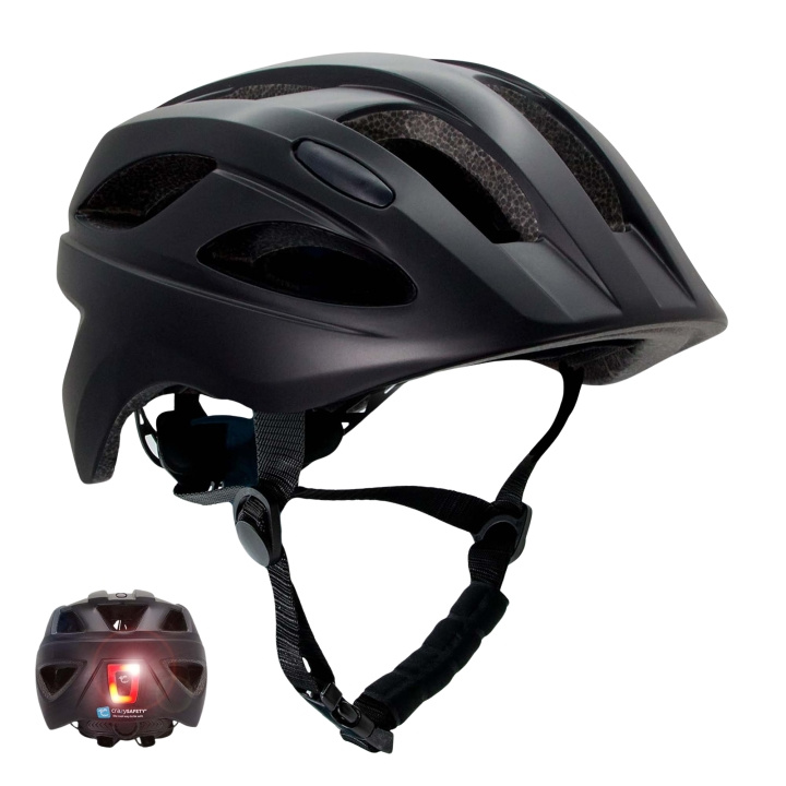 Crazy Safety Black S.W.A.T Bicycle helmet for kids 6-12 years with USB rechargeable built-in red LED light - Black - M (54-58cm) in the group Sport, leisure & Hobby / Sports equipment / Bicycle accessories / Helmets at TP E-commerce Nordic AB (D05107)