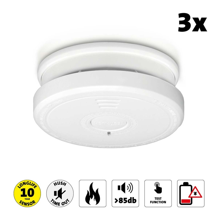 Alecto Smoke detector with hush button 3x in the group HOME, HOUSEHOLD & GARDEN / Alarm & Security / Fire, smoke, gas / Smoke alarms at TP E-commerce Nordic AB (D05462)