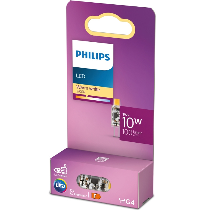 Philips LED G4 1W (10W) 12V Micro 100lm Dimbar Varmvit in the group HOME ELECTRONICS / Lighting / LED lamps at TP E-commerce Nordic AB (D05493)