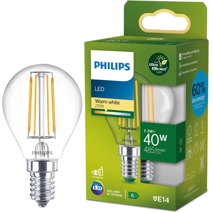 Philips LED E14 Klot P45 2,3W (40W) Klar 485lm 2700K Energiklass A in the group HOME ELECTRONICS / Lighting / LED lamps at TP E-commerce Nordic AB (D05500)