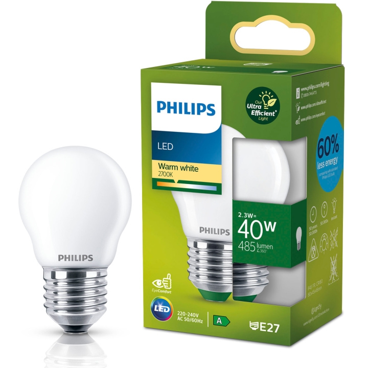 Philips LED E27 Klot P45 2,3W (40W) Frostad 485lm 2700K Energiklass A in the group HOME ELECTRONICS / Lighting / LED lamps at TP E-commerce Nordic AB (D05504)