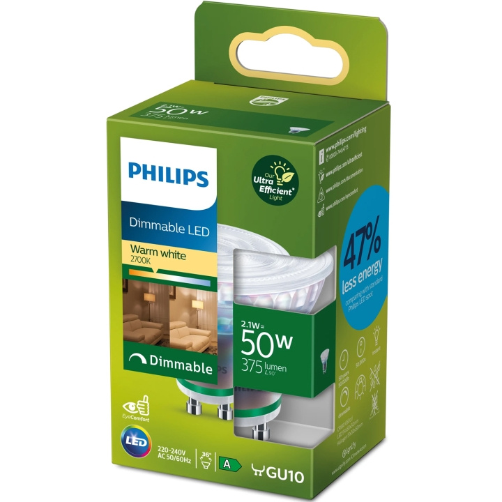 Philips LED GU10 2,1W (50W) 375lm Dimbar 2700K Energiklass A in the group HOME ELECTRONICS / Lighting / LED lamps at TP E-commerce Nordic AB (D05507)