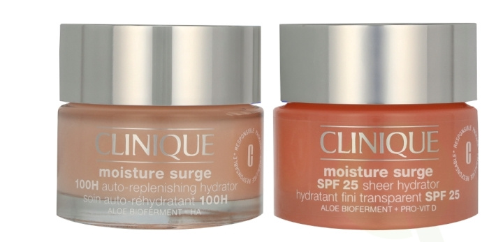 Clinique Moisture Surge Facial Care Set 100 ml Moisture Surge SPF25 Sheer Hydrator 50ml/Moisture Surge 100H Auto-replenishing Hydrator 50ml in the group BEAUTY & HEALTH / Skin care / Face / Face creams at TP E-commerce Nordic AB (D06002)