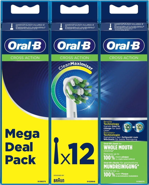 Oral B Cross Action 4+4+4ct in the group BEAUTY & HEALTH / Oral care / Accessories for electric toothbrushes at TP E-commerce Nordic AB (D06342)