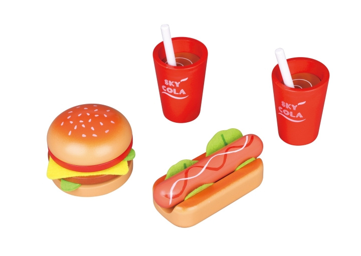 Small Wood Lunch for Two – Hamburger and Hot Dog Set Menu (L40152) in the group TOYS, KIDS & BABY PRODUCTS / Toys / Little home & Role play at TP E-commerce Nordic AB (D06602)