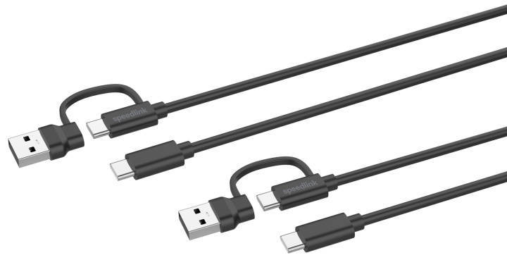 Speedlink STREAM Play & Charge USB-C/A to USB-C Cable Set, black in the group COMPUTERS & PERIPHERALS / Computer cables / USB / USB-C at TP E-commerce Nordic AB (D06677)