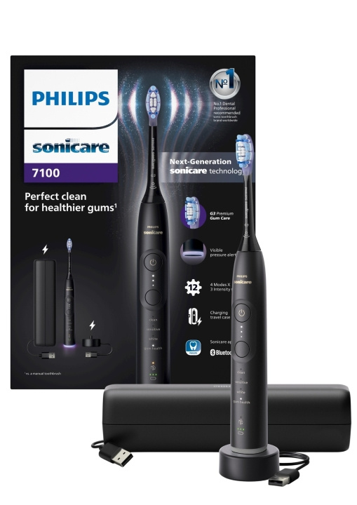 Philips Sonicare Black Electric Toothbrush Series 7100 HX7421/01 in the group BEAUTY & HEALTH / Oral care / Electric toothbrushes at TP E-commerce Nordic AB (D06701)