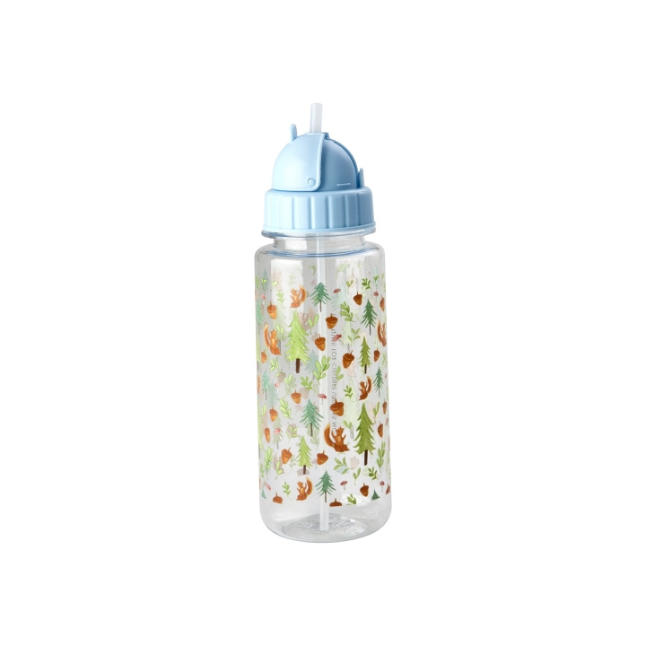 RICE Plastic Kids Drinking Bottle with Happy Forest Print - Blue - 500 ml in the group TOYS, KIDS & BABY PRODUCTS / Eat & Drink / Children\'s tableware at TP E-commerce Nordic AB (D06725)