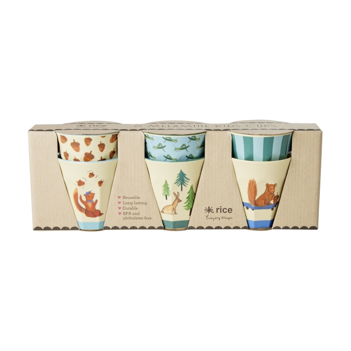 RICE Melamine Cups with Happy Forest Prints - Blue - Small in the group TOYS, KIDS & BABY PRODUCTS / Eat & Drink / Children\'s tableware at TP E-commerce Nordic AB (D06733)