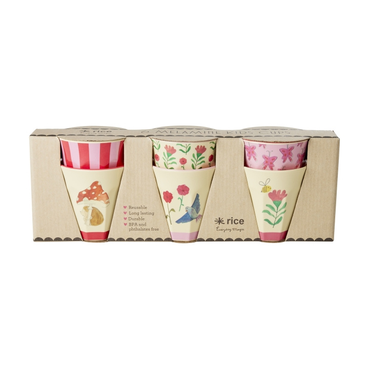 RICE Melamine Cups with Happy Forest Prints - Pink - Small in the group TOYS, KIDS & BABY PRODUCTS / Eat & Drink / Children\'s tableware at TP E-commerce Nordic AB (D06734)