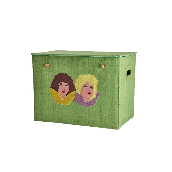 RICE Raffia Storage Box with Angels - Soft Army Green - Large in the group TOYS, KIDS & BABY PRODUCTS / Children\'s room / Storage at TP E-commerce Nordic AB (D06741)