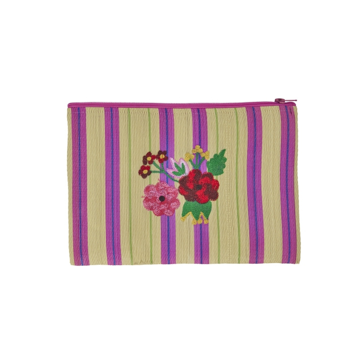 RICE Recycled Plastic Pouch Bag Sand Stripes and Flower Print in the group TOYS, KIDS & BABY PRODUCTS / Travel / Bags for kids at TP E-commerce Nordic AB (D06772)