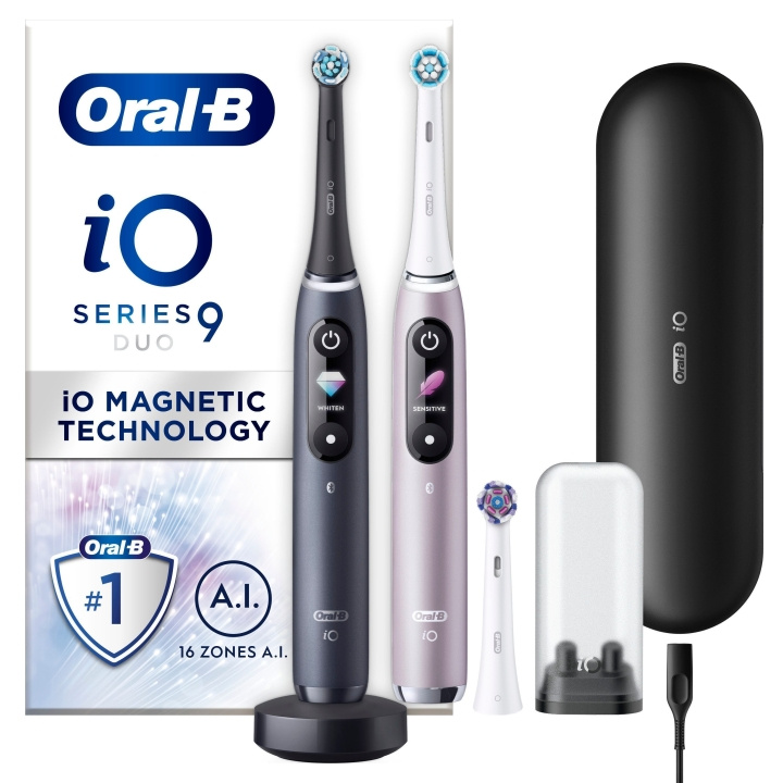 Oral B iO9 Duo Pack Black Onyx & Rose Quartz Electric Toothbrush in the group BEAUTY & HEALTH / Oral care / Electric toothbrushes at TP E-commerce Nordic AB (D07145)