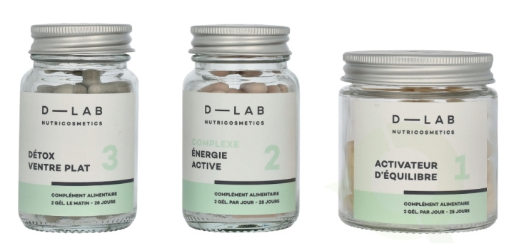 D-Lab Nutricosmetics D-Lab Ventre Plat Set 3 piece Complexe Energie Active 28 caps/Activateur D\'Equilibre 28 caps/Detox Ventre Plat 28 caps in the group BEAUTY & HEALTH / Health care / Other at TP E-commerce Nordic AB (D07927)