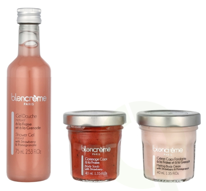 Blancreme Body Essentials Trio Set 155 ml Shower Gel 75ml/Body Scrub 40ml/Body Cream 40ml - Strawberry & Pomegranate in the group BEAUTY & HEALTH / Skin care / Body health / Bath & Shower gels at TP E-commerce Nordic AB (D07964)