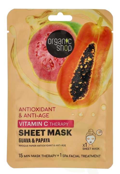 Organic Shop Antioxidant & Anti-Aging Vitamin C Sheet Mask 25 g Guava & Papaya in the group BEAUTY & HEALTH / Skin care / Face / Masks at TP E-commerce Nordic AB (D08191)