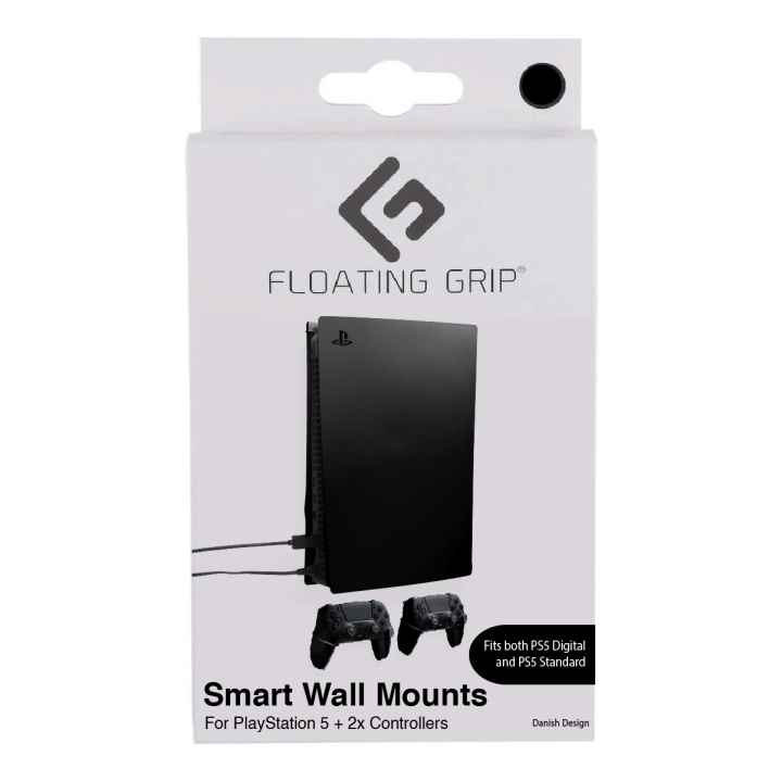 FLOATING GRIP Playstation 5 Wall Mounts by Floating Grip - Black Bundle in the group HOME ELECTRONICS / Game consoles & Accessories / Sony PlayStation 5 at TP E-commerce Nordic AB (D08460)