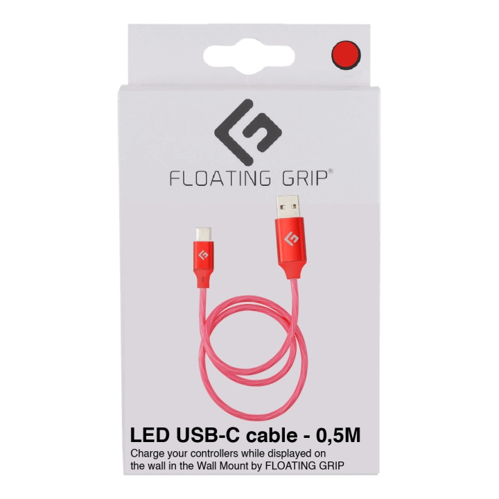 FLOATING GRIP 0,5M LED USB-C Cable (Red) in the group COMPUTERS & PERIPHERALS / Computer cables / USB / USB-C at TP E-commerce Nordic AB (D08486)