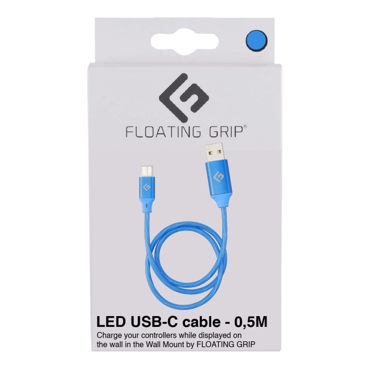 FLOATING GRIP 0,5M LED USB-C Cable (Blue) in the group COMPUTERS & PERIPHERALS / Computer cables / USB / USB-C at TP E-commerce Nordic AB (D08487)